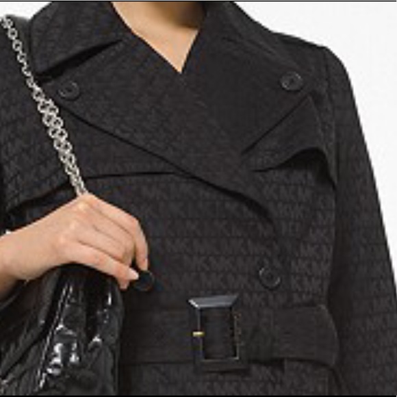 New Michael Kors Jacquard Exploded Logo Trench Coat 🖤 - Picture 5 of 10